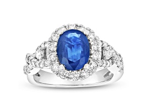 2.50ctw Sapphire and Diamond Ring in 14k White Gold
