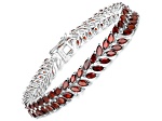Red Garnet 18K White Gold Over Sterling Silver Marquise Leaf Tennis Bracelet For Women