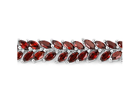 Red Garnet 18K White Gold Over Sterling Silver Marquise Leaf Tennis Bracelet For Women
