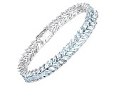 Blue Aquamarine18K White Gold Over Sterling Silver Marquise Leaf  Tennis Bracelet For Women