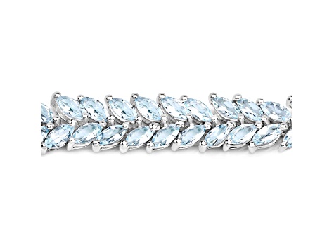 Blue Aquamarine18K White Gold Over Sterling Silver Marquise Leaf  Tennis Bracelet For Women
