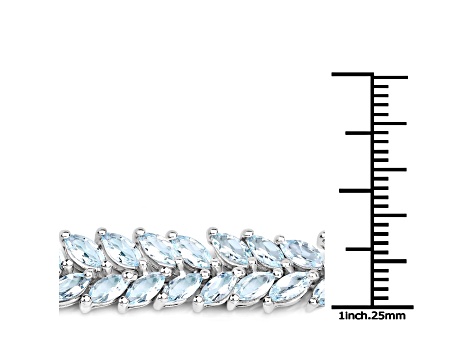 Blue Aquamarine18K White Gold Over Sterling Silver Marquise Leaf  Tennis Bracelet For Women