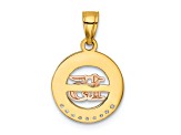 14k Yellow and Rose Gold with Rhodium over 14k Yellow Gold Textured Cubic Zirconia 15 Pendant