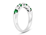 1.00ctw Emerald and Diamond Wedding Band Ring in 14k White Gold