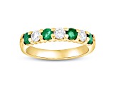 1.00ctw Emerald and Diamond Wedding Band Ring in 14k Yellow Gold