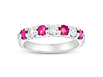 Picture of 1.00ctw Ruby and Diamond Wedding Band Ring in 14k White Gold