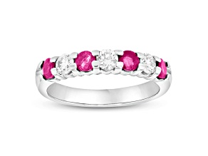 1.00ctw Ruby and Diamond Wedding Band Ring in 14k White Gold