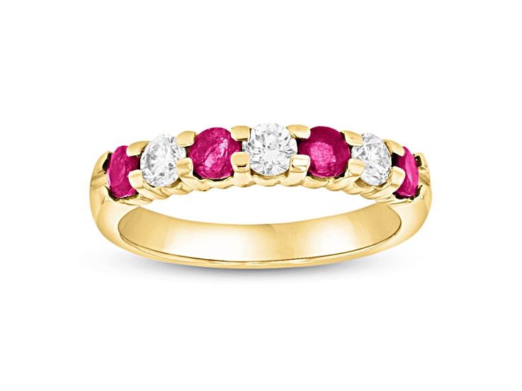 1.00ctw Ruby and Diamond Wedding Band Ring in 14k Yellow Gold - 12796D ...