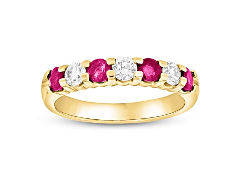 1.00ctw Ruby and Diamond Wedding Band Ring in 14k Yellow Gold