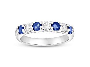 1.00ctw Sapphire and Diamond Wedding Band Ring in 14k White Gold