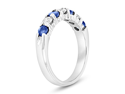 1.00ctw Sapphire and Diamond Wedding Band Ring in 14k White Gold