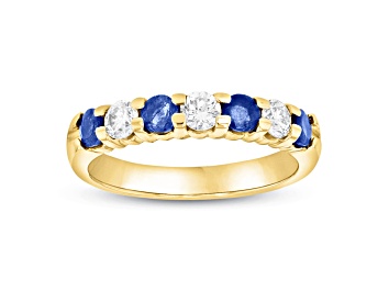 Picture of 1.00ctw Sapphire and Diamond Wedding Band Ring in 14k Yellow Gold
