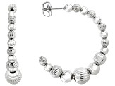 Judith Ripka Verona Rhodium Over Sterling Silver Graduated Bead Hoop Earrings