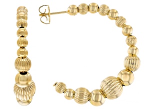 Judith Ripka Verona 14K Yellow Gold Clad Graduated Bead Hoop Earrings