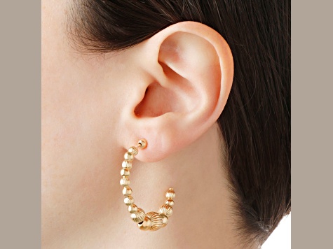 Judith Ripka Verona 14K Yellow Gold Clad Graduated Bead Hoop Earrings