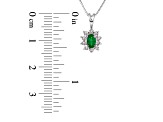 0.35ctw Emerald and Diamond Pendant 14k White Gold