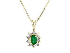 0.35ctw Emerald and Diamond Pendant 14k Yellow Gold