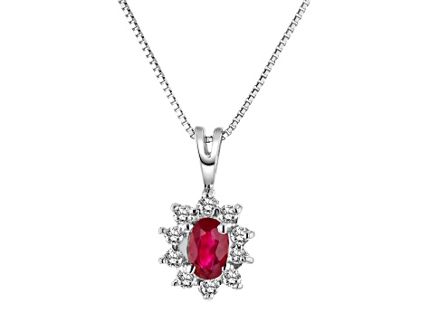 0.35ctw Ruby and Diamond Pendant 14k White Gold