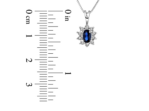 0.35ctw Blue Sapphire and White Diamond Pendant 14k White Gold