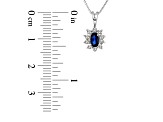 0.35ctw Blue Sapphire and White Diamond Pendant 14k White Gold