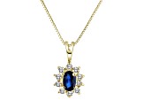 0.35ctw Blue Sapphire and White Diamond Pendant 14k Yellow Gold