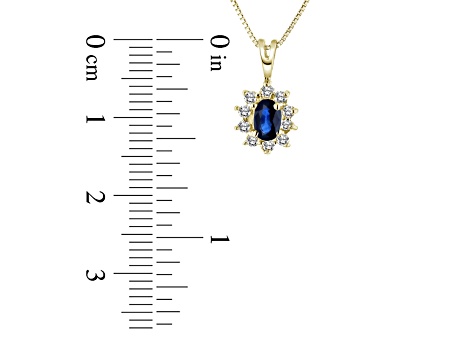 0.35ctw Blue Sapphire and White Diamond Pendant 14k Yellow Gold