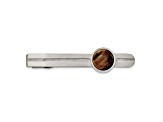 Stainless Steel Brushed with Tiger's Eye Tie Bar