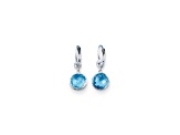 14K White Gold Blue and White Topaz Dangle Earrings