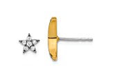 14K White Gold and 14K Yellow Gold Moon and Star Diamond Mis-match Stud Earrings