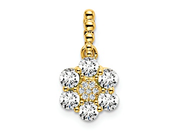 Picture of 14K Yellow Gold Lab Grown Diamond SI1/SI2, G H I, Floral Pendant 0.62ctw