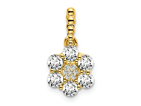 14K Yellow Gold Lab Grown Diamond SI1/SI2, G H I, Floral Pendant 0.62ctw