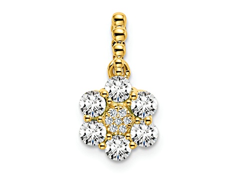 14K Yellow Gold Lab Grown Diamond SI1/SI2, G H I, Floral Pendant 0.62ctw