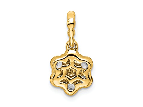 14K Yellow Gold Lab Grown Diamond SI1/SI2, G H I, Floral Pendant 0.62ctw