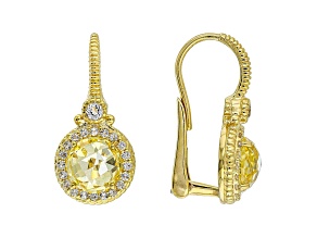Judith Ripka 6ctw Canary Bella Luce Diamond Simulant 14k Gold Clad Drop Earrings