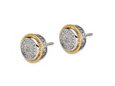 Sterling Silver Rhodium-plated with 14K Accent Polished Diamond Earrings