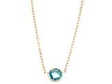 Swiss Blue Topaz Solitaire 10K Yellow Gold Station Necklace 0.90ctw