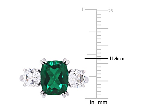 Lab Created Emerald and Lab Created White Sapphire 10k White Gold Ring 4.02ctw