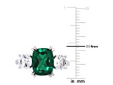 Lab Created Emerald and Lab Created White Sapphire 10k White Gold Ring 4.02ctw