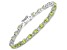 Green Peridot Rhodium Over Sterling Silver Oval Tennis Bracelet 9.46ctw
