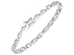 Blue Aquamarine Rhodium Over Sterling Silver Oval Tennis Bracelet 8.8ctw