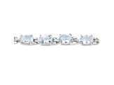 Blue Aquamarine Rhodium Over Sterling Silver Oval Tennis Bracelet 8.8ctw