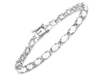 White Opal Rhodium Over Sterling Silver Oval Tennis Bracelet 6.82ctw