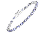 Lavender Tanzanite Rhodium Over Sterling Silver Oval Tennis Bracelet 9.68ctw
