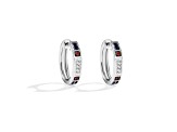 Star Wars™ Fine Jewelry R2 Series Lab Sapphire, Garnet & Diamond Rhodium Over Silver Earrings .72ctw