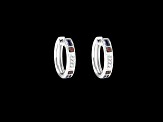 Star Wars™ Fine Jewelry R2 Series Lab Sapphire, Garnet & Diamond Rhodium Over Silver Earrings .72ctw