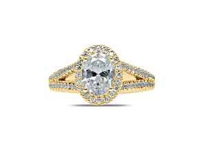 Oval White Lab Grown Diamond Ring 14K Yellow Gold 2.50ctw