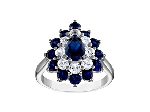 Blue Lab Created Sapphire Sterling Silver Ring 3.61ctw