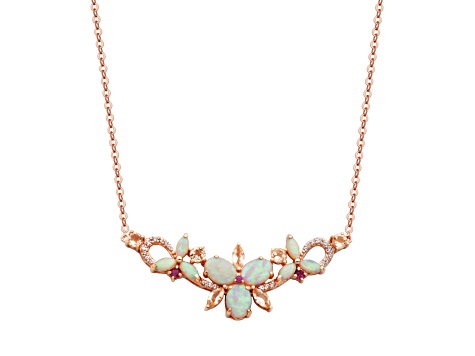 White Lab Created Opal 18k Rose Gold Over Sterling Silver Necklace 2.28ctw