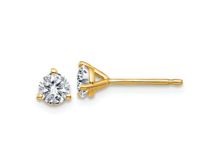 14K Yellow Gold 1/2ct. 4.0mm Round D E F Pure Light Moissanite Earrings