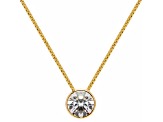 White Cubic Zirconia 14k Yellow Gold Pendant With Chain 1.50ctw